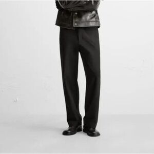 Zara Men Pants EU 40 US 31 Black Straight Fit Flat Front Trousers 7484/319 NWT